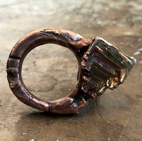 Bismuth Crystal Ring, Medium Band