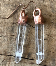 Clear Quartz Laser Point Crystal Earrings