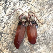 Red Hematoid Quartz Crystal Earrings