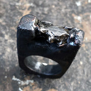 Meteorite Crater Ring, Dark Gunmetal