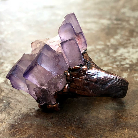 Purple Fluorite Cube Ring