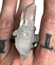 Rough Quartz Point Crystal Ring, Double Terminated
